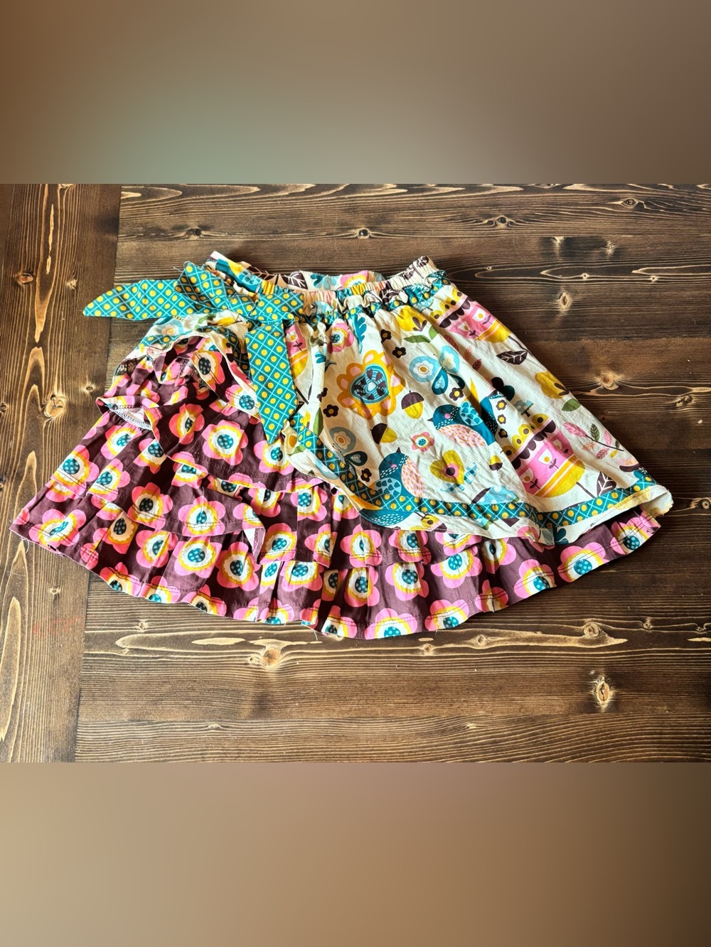 Jelly the Pug Cream Floral & Teal Patchwork Dress